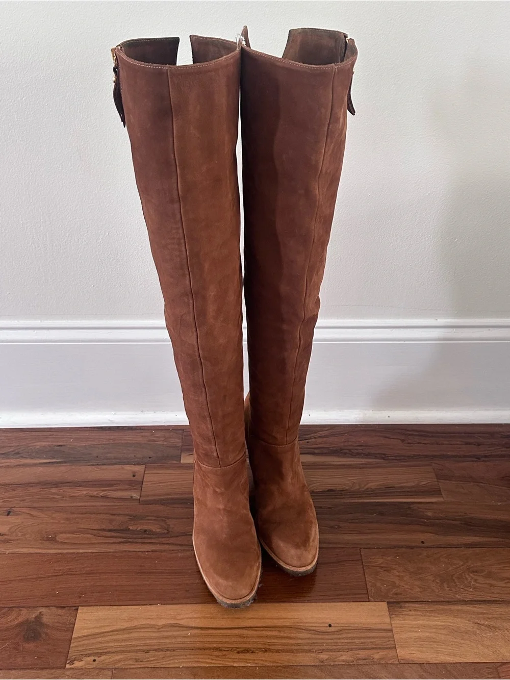 Stuart Weitzman Tall Suede Wedge Boots in Brown
